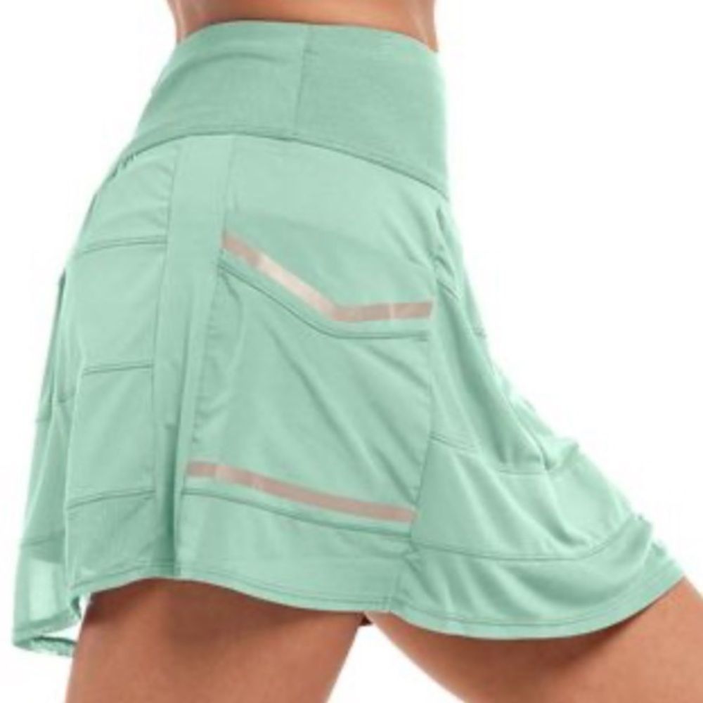 Lucky In Love 14” High Rise Cargo Mesh Side Pocket Green Tennis Golf Skort Small
